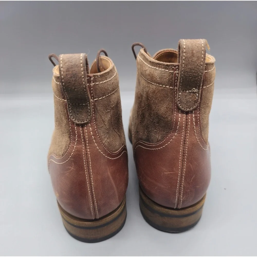 Ron Rider Boot Co Chukka Boot Dianite Sole Leather Brown Destresed Mens 10 A
